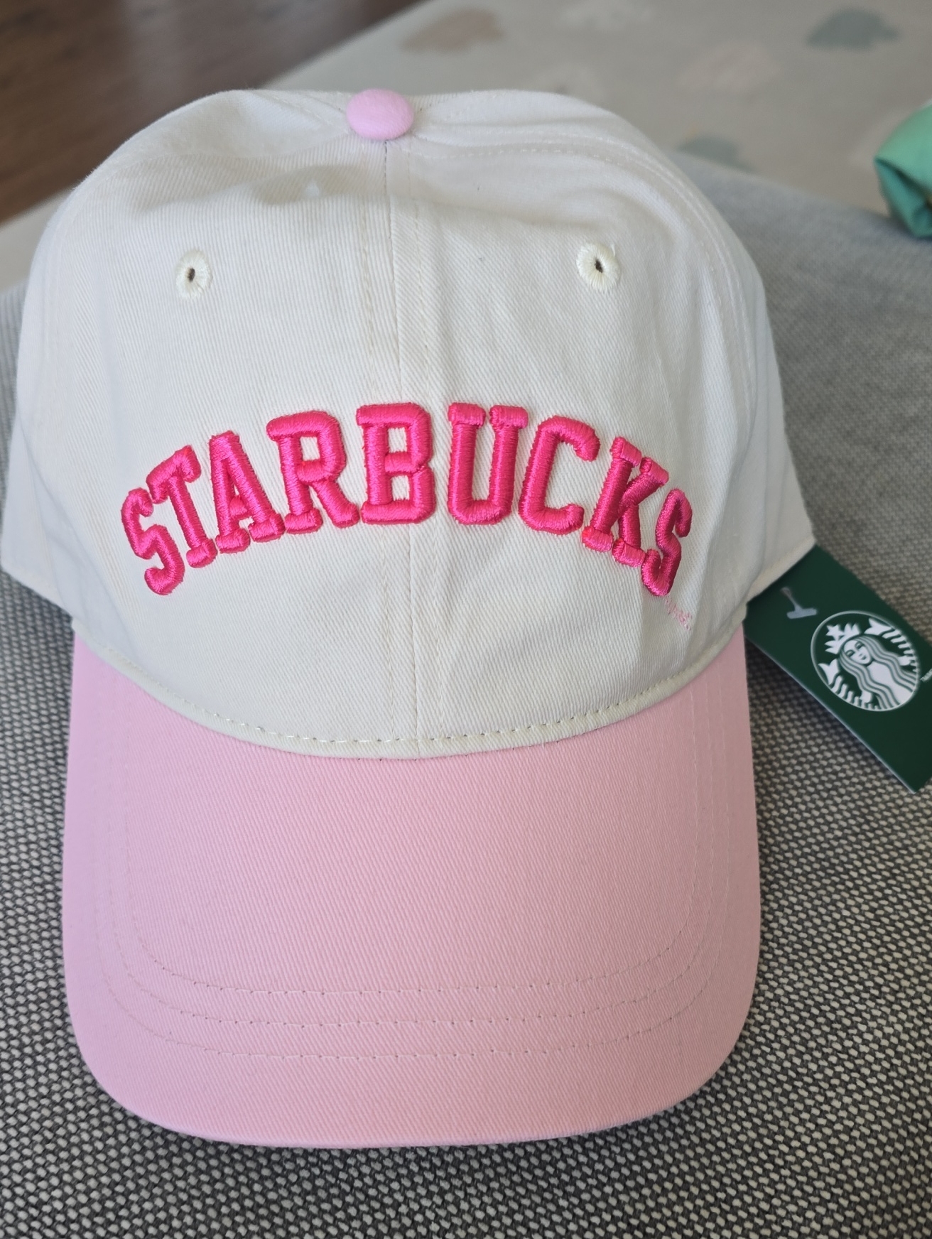 Starbucks White  Pink Embroidered Logo